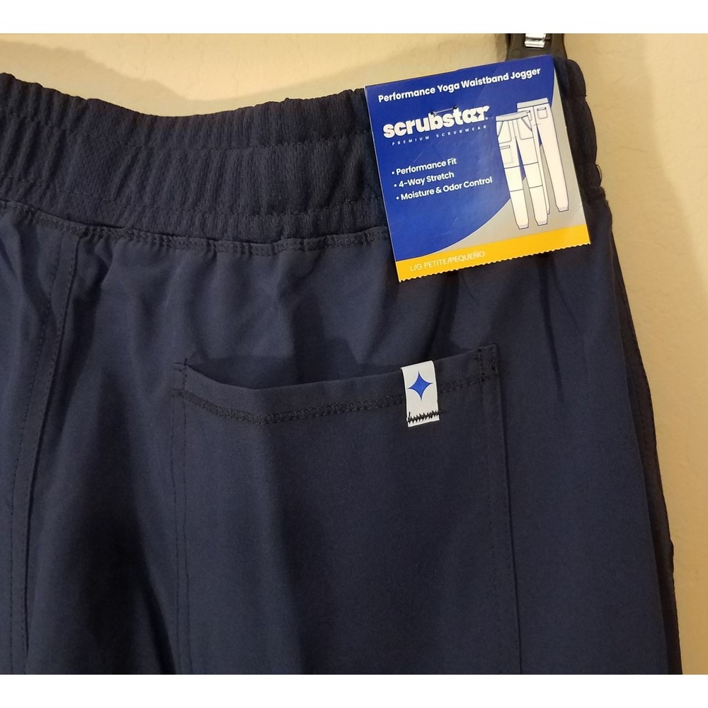 ScrubStar Jogger Women L Petite Pull-On Pants Pockets Yoga Waistband Blue NEW - Picture 5 of 5